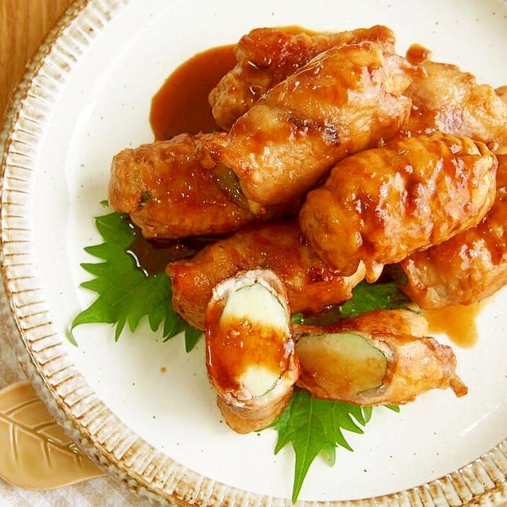 マッシュポテトと大葉の肉巻き照り焼き♪